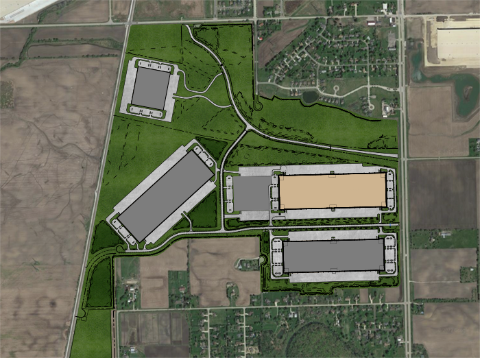 Aerial shot of property