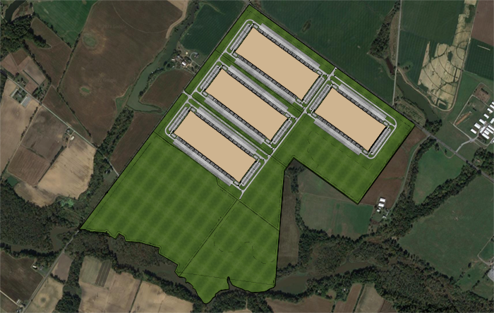 Aerial shot of property