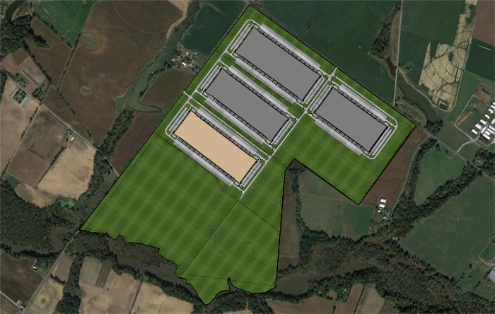 Aerial shot of property